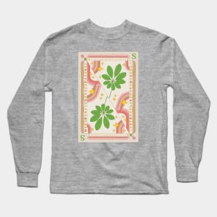 Schefflera Abricola Umbrella Plant Illustration with Playing Card Design for Plant Mom Plant Daddy Long Sleeve T-Shirt